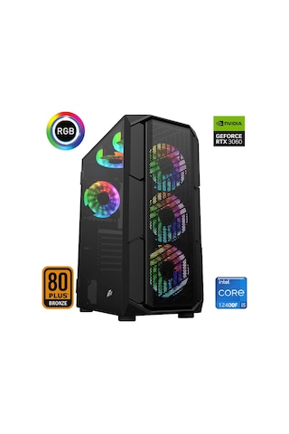 Xaser XSR581 i5-12400F 16 GB 512 GB M.2 NVMe SSD RTX3060 24" Dos Masaüstü Oyuncu Bilgisayarı