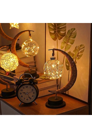 Lamba Hattı Rattan El Yapımı Kenevir Halat Ferforje Gece Lam Çok Renkli