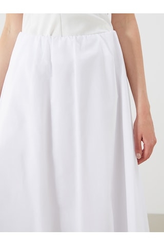Lcwaıkıkı Classic Beyaz Beli Lastikli Poplin Balon Etek