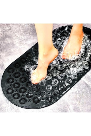 Masajlı Vantuzlu Banyo & Duş Kaydırmazı Paspası Siyah Renk Siyah