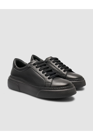Monamae %100 Hakiki Deri Siyah Kadın Sneaker Siyah