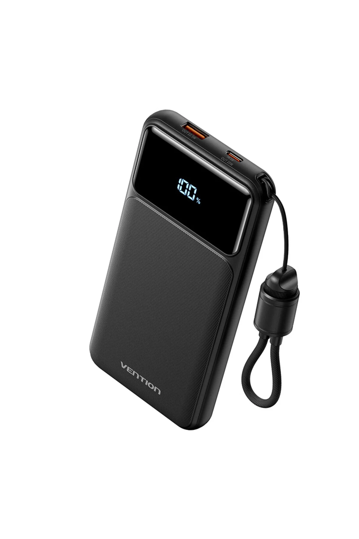 Vention 10000mah 22,5w Kendinden Askı-kablolu Dijital Ekranlı Hızlı Powerbank Siyah