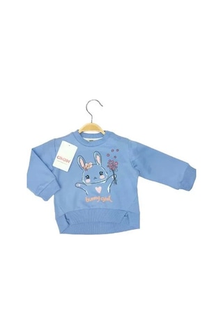 Çikoby Kız Çocuk Yüzde Yüz Pamuklu Tavşan Baskılı Sweatshirt-13569 Lila