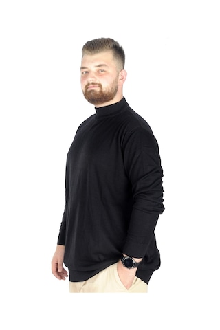 Mode Xl Büyük Beden Kazak Yarım Balıkçı 22208 Siyah 001