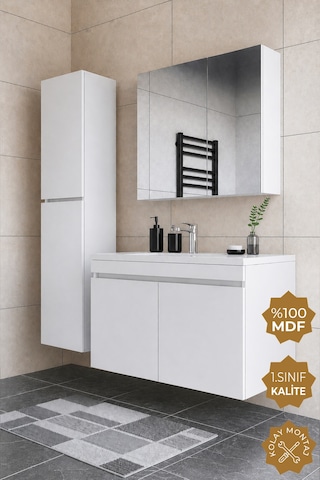 Teta Home Tokyo 100 Cm Mdf Banyo Dolabı Seti + Boy Dolabı Beyaz Teta Home Tokyo 100 Cm Mdf Banyo Dolabı Seti + Boy Dolabı Beyaz