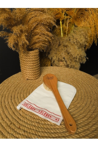 Şık Kalıp Doğal At Kılı Saplı Fırça + Kelebek Kese