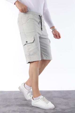 Classics Men Erkek Comfort Fit Keten Bel Lastikli Cepli Kapri Şort Taş