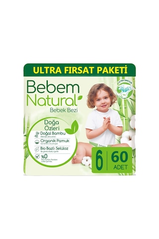 Bebem Natural Bebek Bezi 6 Numara XL 300 Adet 5'li