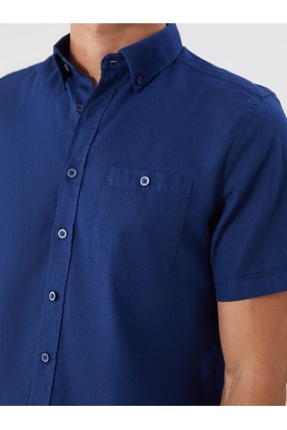 Lcwaıkıkı Classic Lacivert Regular Fit Keten Karışımlı Erkek Gömlek