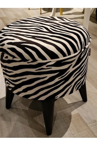 Mercan Mobilya Leopar Desen Bench Puf 43 Cm Beyaz