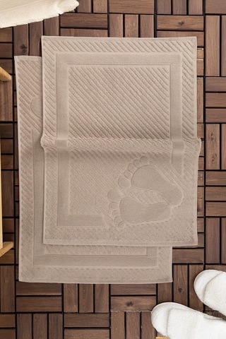 Leoline %100 Pamuk Premium 2'li Ayak Havlusu - Kahve Kahve