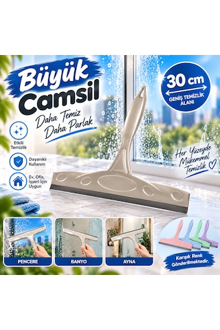 Profesyonel Büyük Cam Temizleyici 30 Cm - Duşakabin, Ayna Ve Pencere Çekçeği Karışık/Çok Renkli