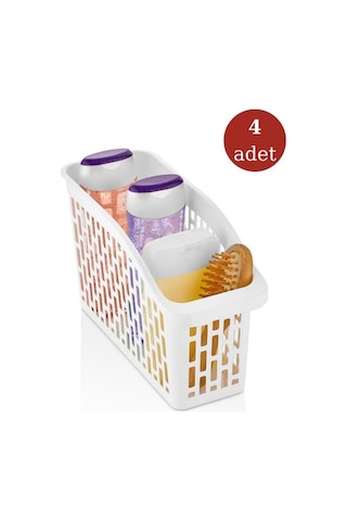 Flosoft 4 Adet Buzdolabı Sepeti, Mutfak Banyo Dolap İçi Düzenleyici Organizer 4 Lü Set 13x30x15cm