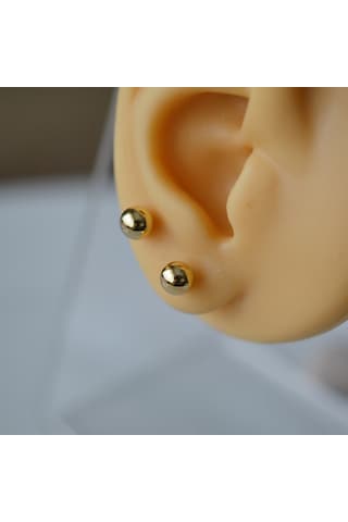 Çelik Gold Top Küpe 5 Mm Çift Renkli