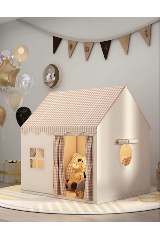 Haki Damalı Lüks Çocuk Oyun Çadırı - Büyük Boy Ev Tipi İç Ve Dış Mekan Oyun Evi 130x120x100 Cm