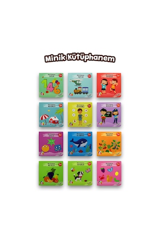 Bebeğimin İlk Minik Kütüphanesi Eğitici Bebek Kitap Seti 12 Li Türkçe İngilizce 1+ Yaş