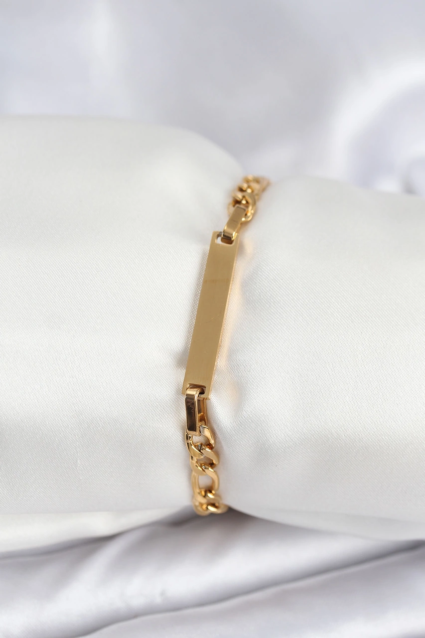 Tua Moda 316l Çelik Gold Renk Yazı Yazmaya Uygun Kadın Bileklik Altın