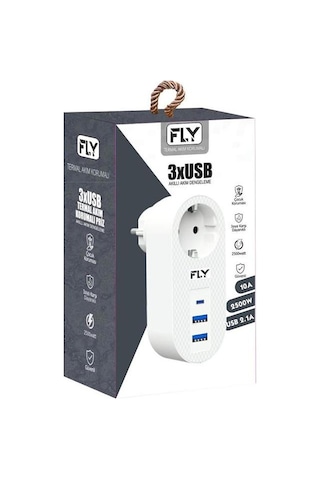 Fly-3400-01 Akım Korumalı 1 Li Priz 2-usba 1-c Soket 2.1a 10a 2500w Yok