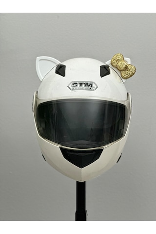 Motor & Motosiklet Gold Fiyonklu Beyaz Kedi Kulak Kask Dış Aksesuarı Diğer
