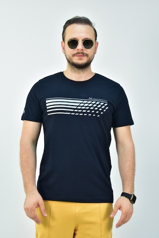 Escetic Erkek Lacivert Slim Fit T-Shirt-3293 Lacivert