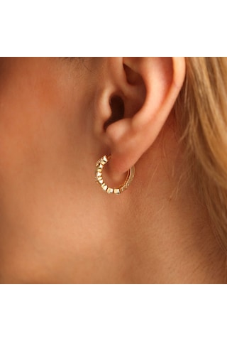 Sembol Gold Altın Halka Küpe 1.5 CM Sarma Form Taşlı