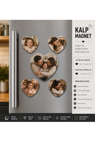 Kalp Fotoğraf Magneti Aileye Özel Kişiselleştirilebilir Sevgi Dolu Anı Hediye Seti