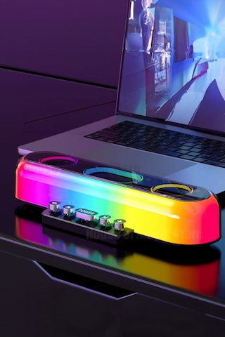 Thentech Bluetooth Hoparlör Daktilo Tuşlu Rgb Ledli 360 Derece Ses Özellikli Kablosuz Hoparlör Dekoratif Çok Renkli