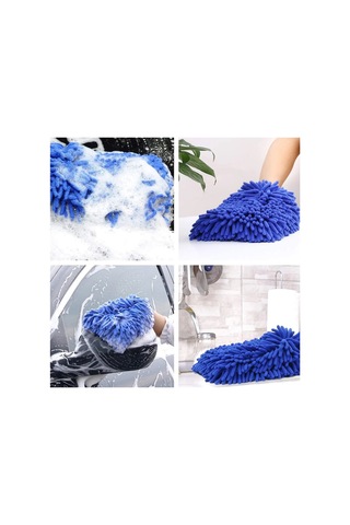 Trobus Peluş Oto Yıkama Eldiveni Süngerli Büyük Boy Çift Yüzeyli 22x19 Cm Sarı