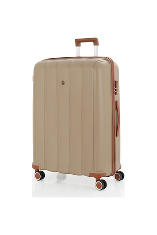 Mçs 3lü Set Kırılmaz Silikon Seyahat Valizi Bavulu V305 Şampanya/kahve Bej