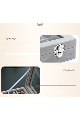 Yystore Takı Saklama Kutusu Kadife Şeffaf Pencere Ücretsiz Kombinasyon Mor