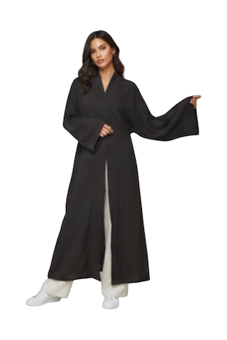 Estewomanfashion Müslin %100 Pamuk Kimono & Kaftan Siyah