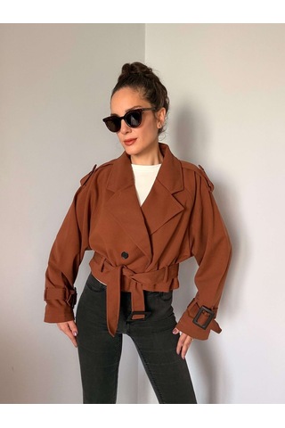 Kahve Reglan Kısa Ceket Kahve