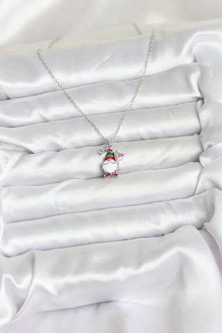 Zarif Boyunlar İçin Silver Çelik Zincir Yılbaşı Tema Kadın Kolye Metalik