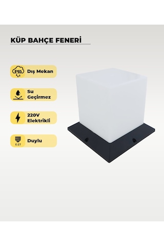 E27 Duylu Set Üstü Düz Bahçe Feneri Su Geçirmez Dış Mekan Aydınlatma, Bahçe Armatürü Siyah