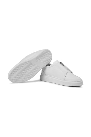 Ducavelli Ventu Erkek Hakiki Deri Sneaker, Fermuarlı Sneaker, Hakiki Deri Sneaker, Erkek Sneaker Beyaz