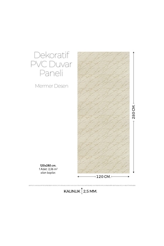 120 Cm X 280 Cm Duvar Paneli,salon,duvar,tv Ünitesi-bej Mermer Desen Mt123-120x280