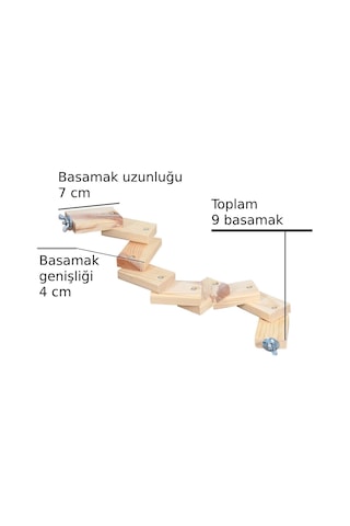 Ayrex Tavşan Gine Domuzu Fare Hamster Ginepig Kuş Papağan Tüneği Merdiveni Tünek Merdiven Oyun Parkuru Boy 53 Cm