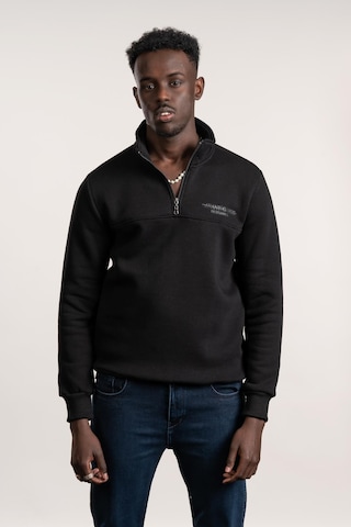 Fbı Fermuarlı Dik Yaka 3 İplik İçi Şardonlu Slimfit Sweatshirt Siyah