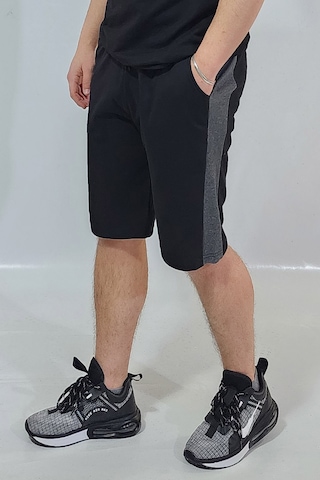 Erkek Siyah Yandan Şerit Detaylı Şort Siyah - Antrasit