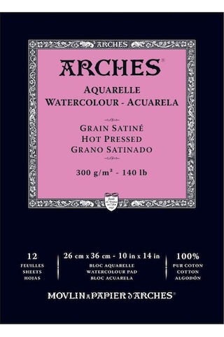 Arches Suluboya Blok Düz Doku 300Gr. 26X36Cm-12 Yp.