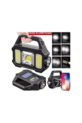 P-880a Solar Powerbanklı Şarjlı Taşınabilir Güçlü Fener