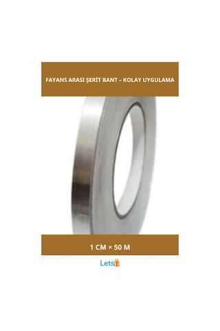Kendinden Yapışkanlı Gri Fayans Arası Şerit Bant 1 Cm 50 Metre 1 Adet