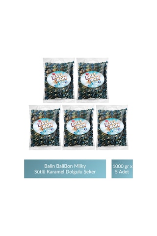 Balin Balibon Milky Sütlü Karamel Dolgulu Şeker 1000 Gr X 5 Adet