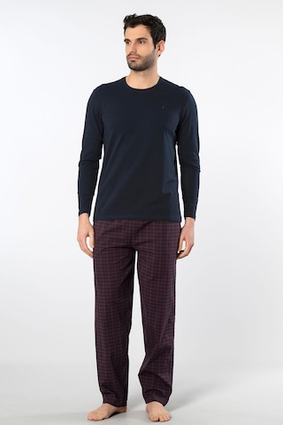 Cacharel Erkek Poplin O Yaka Uzun Kollu Pijama Takım 2239/bordo 1 Lacivert