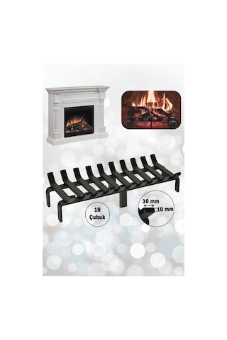 60 Cm X 32 Cm 10 Çubuklu Ekstra Şömine Izgarası Dar Gözlü Izgara