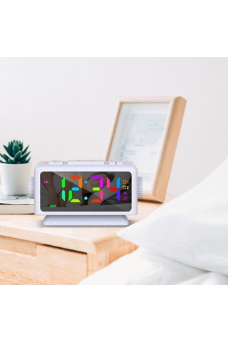 Suntek Radyo Led Çalar Saat 12/24h Ofis Ev Beyaz Için