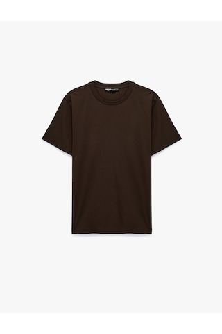Koton Regular Fit Kısa Kollu Bisiklet Yaka Basic Pamuklu Tişört Kahverengi 6sam10005mk Kahve