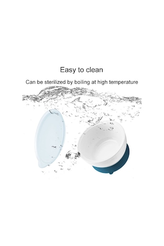 Sones Bebek Tamamlayıcı Gıda Kabı Kapaklı Bebek Beslenme Sofra Takımı Vakumlu Kase Mavi