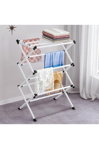 Jms Katlanır Kurutma Rafı Metal Standı Asılı Ev Çamaşır Elbise Havlu Beyaz