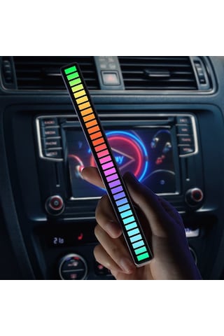 Sese Duyarlı 32 Led Şarjlı Rgb Ekolayzer 8 Mod Ambiyans Çubuğu